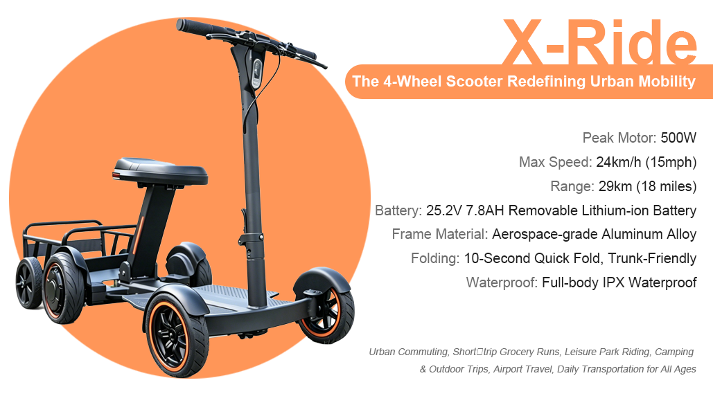 X-Ride: The 4-Wheel Scooter RedefiningUrban Mobility!