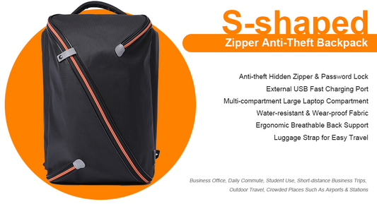 S-Shaped Zipper Anti-Theft Backpack: Redefining Travel Secur