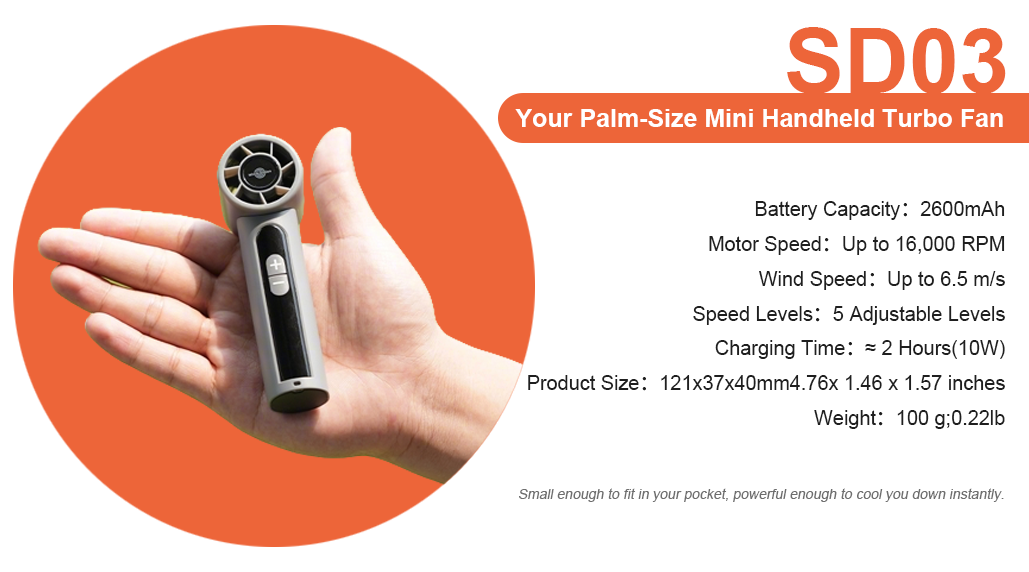 SD03: Your Palm-Size Mini Handheld Turbo Fan