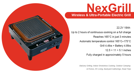 NexGrill:Wireless & Ultra-Portable ElectricGrill,Smoke-Free